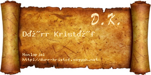Dürr Kristóf névjegykártya
